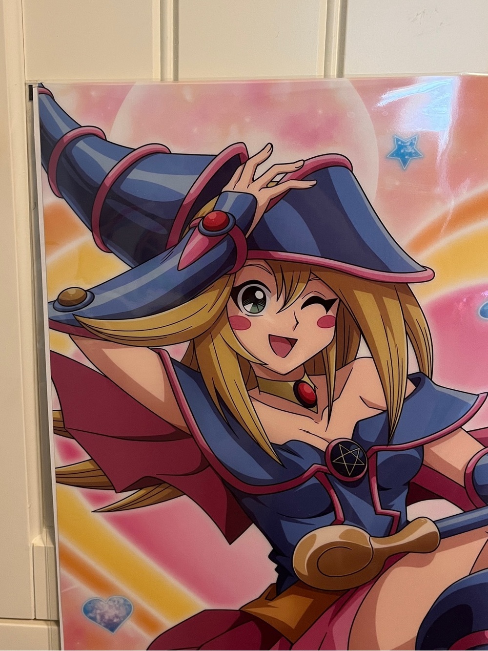 Pink Dark Magician Girl Anime Poster – Playful Magical Girl Wall Art